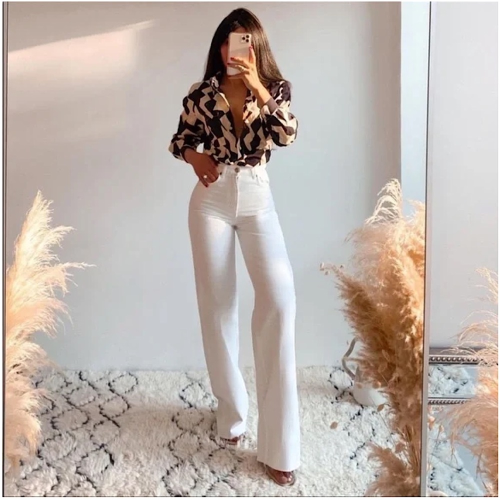 Zara raw hem white jeans